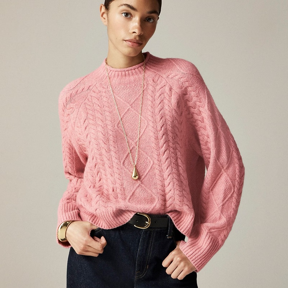 J. Crew Cable-knit Rollneck™ sweater in Supersoft yarn